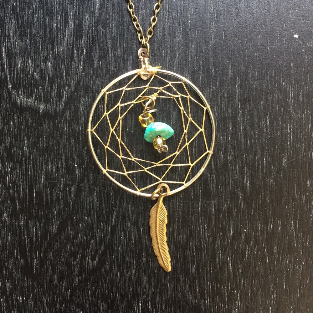 Dream Catcher Necklace with a Turquoise Stone